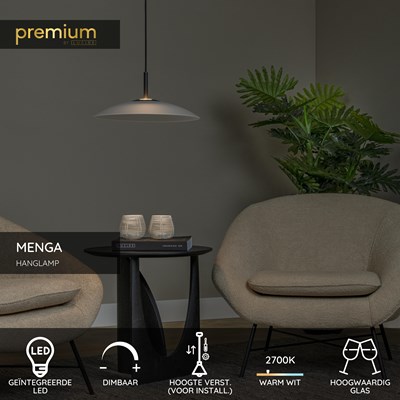 Lucide MENGA - Hanglamp - Ø 40 cm - LED Dimb. - 1x11W 2700K - Opaal | Premium